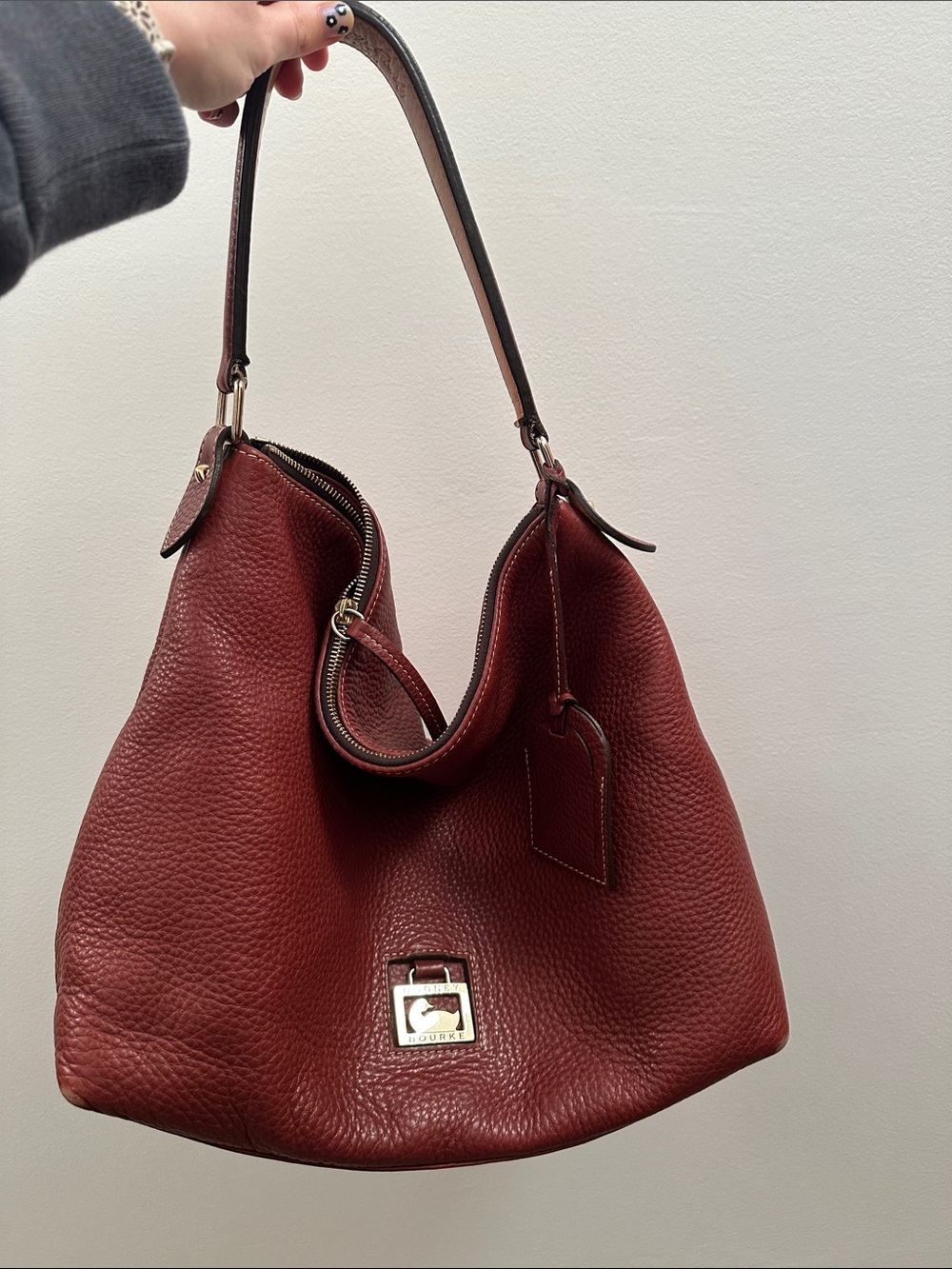 Dooney & Bourke Pebble Leather Hobo Bag - Burgundy *please read